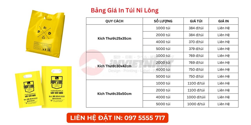 bang bao gia in tui ni long nilon tphcm