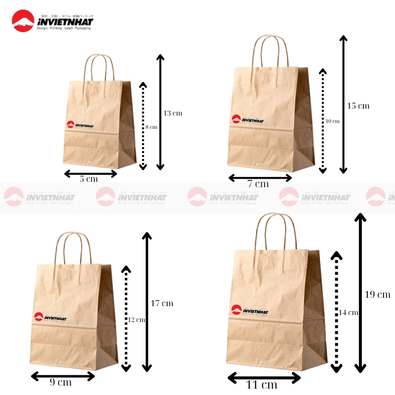 Kích thước túi giấy Size chuẩn phổ biến và thông dụng 11 size tui giay