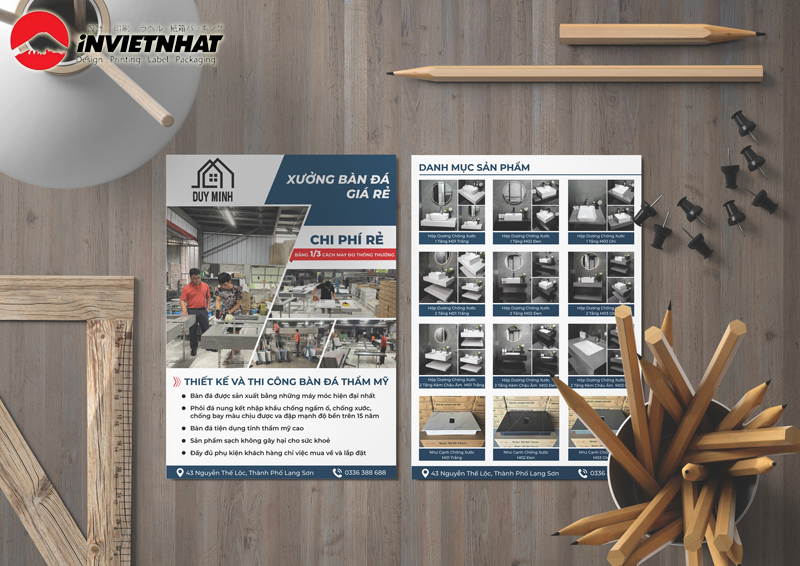 Mẫu thiết kế catalogue thi công bàn đá thẩm mỹ