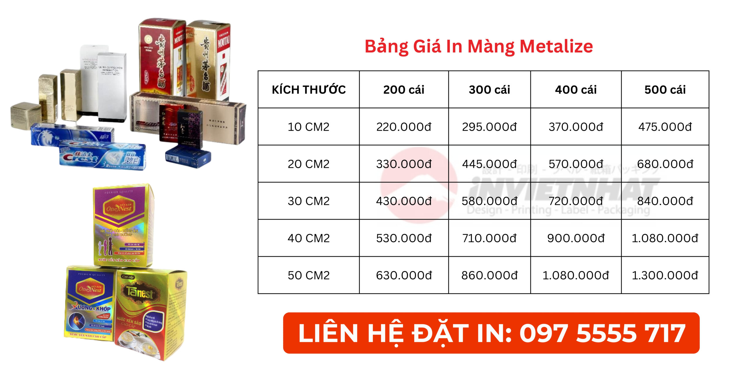 bang gia in mang Metalize