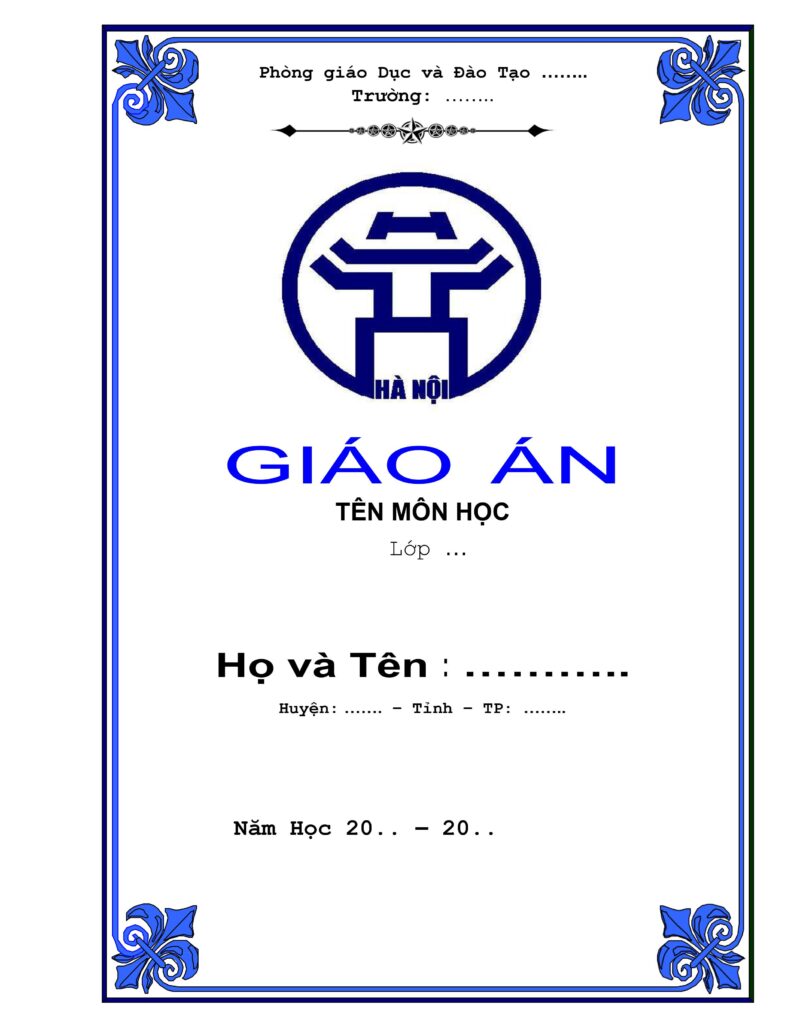 mẫu bìa word giáo án mới nhất