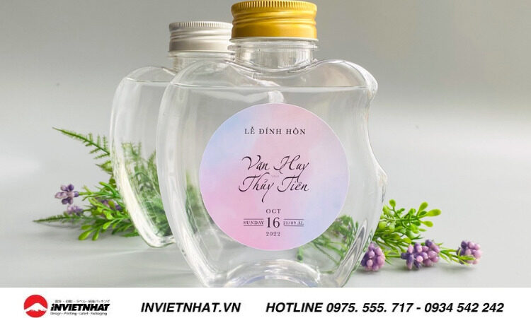 In tem dán chai nước đám cưới 8 In giấy dán chai nước đám cưới