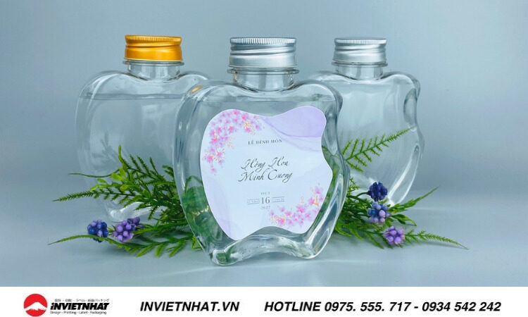 In tem dán chai nước đám cưới 6 Mẫu dán chai nước suối đám cưới