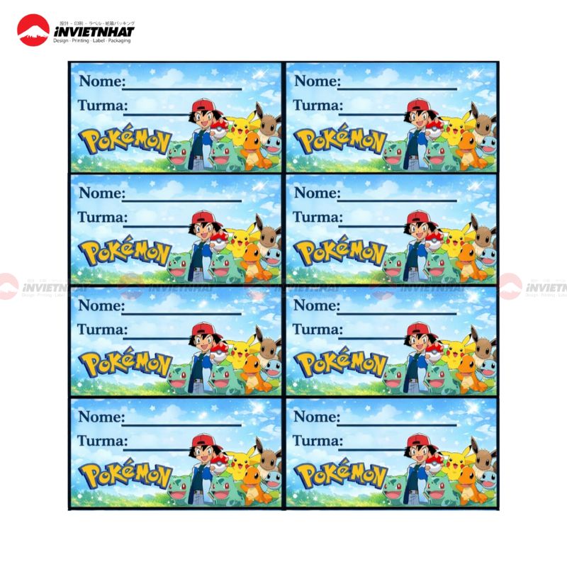 nhãn vở pokemon dễ thương