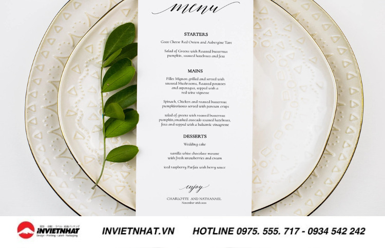 Mẫu menu thực đơn tiệc cưới