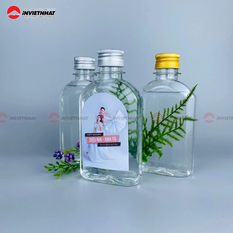 tem dán chai nước đám cưới 1