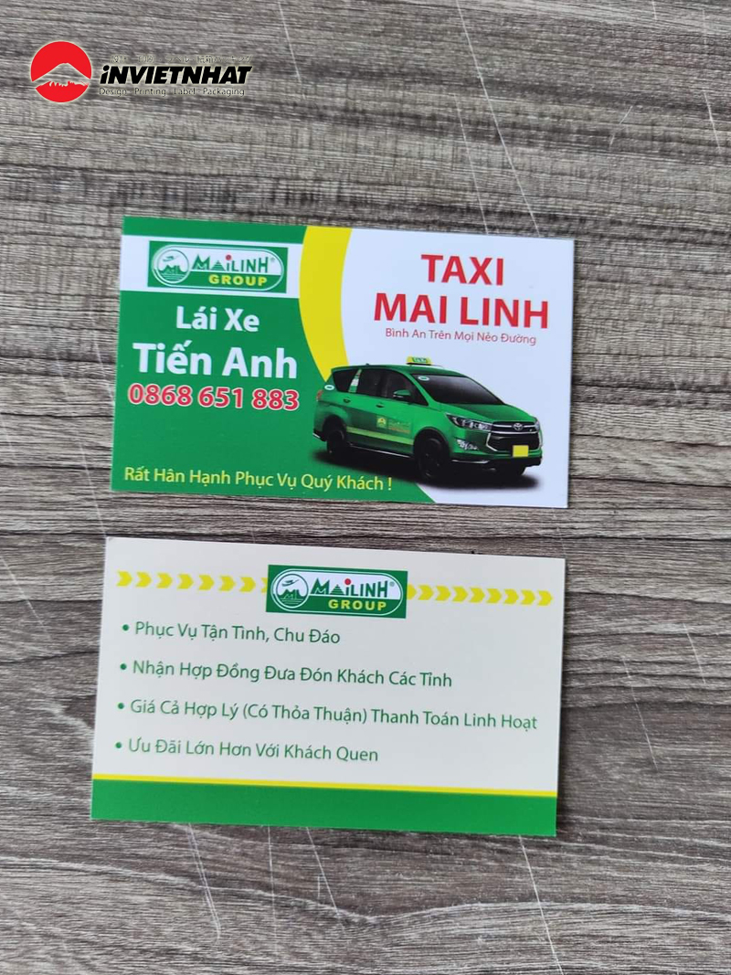 mau card visit xe taxi mai linh