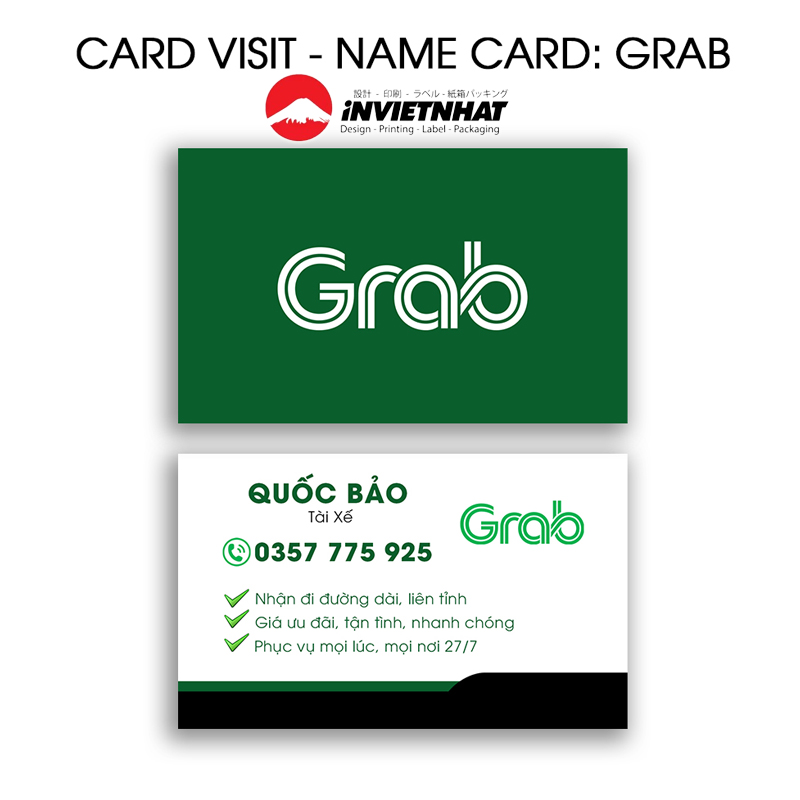 Name card xe dịch vụ grab