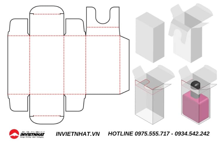 Mẫu hộp giấy thiết kế trên phần mềm