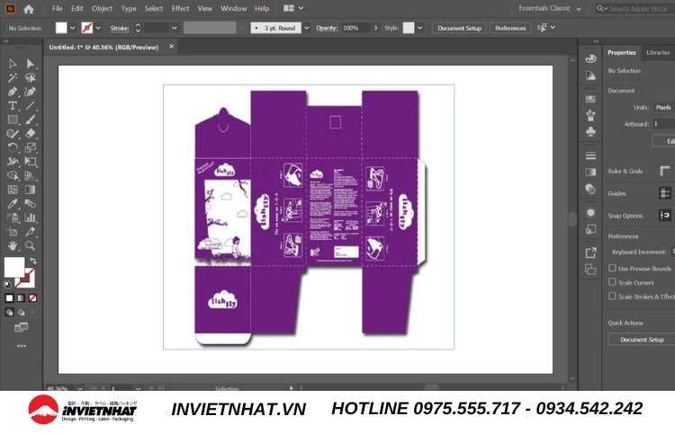Thiết kế hộp giấy trên Illustrator