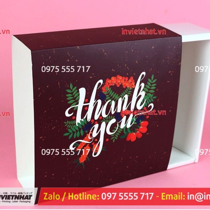 In hộp giấy nắp kéo 7 Hộp giấy nắp trượt đựng quà tặng