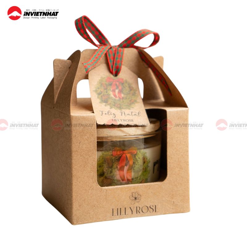 Mẫu hộp quà noel bằng giấy kraft nâu