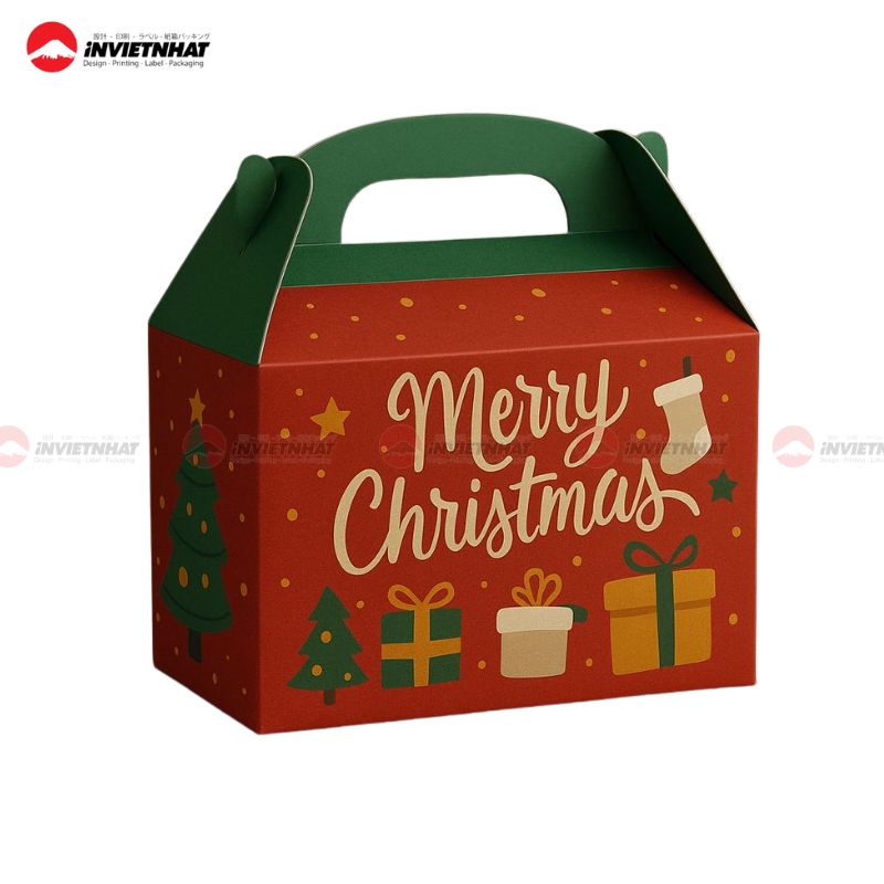 Mẫu hộp quà noel dạng có tay cầm