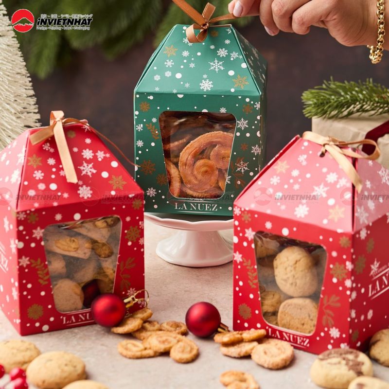Mẫu hộp quà noel đựng bánh