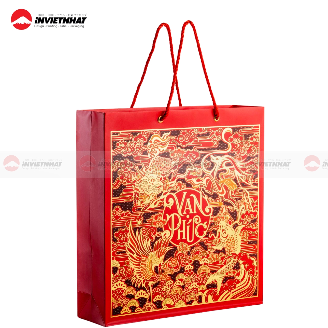 Tui xach giay dung qua Tet in logo