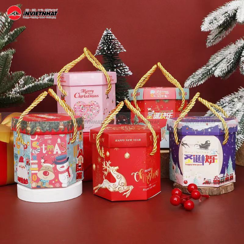 hộp giấy hình lục giác đựng quà noel