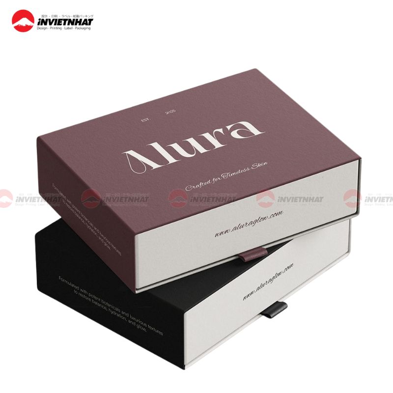 hộp giấy ivory màu nâu tím