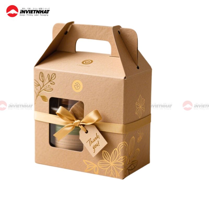 mẫu hộp chữ nhật có quai xách có kính