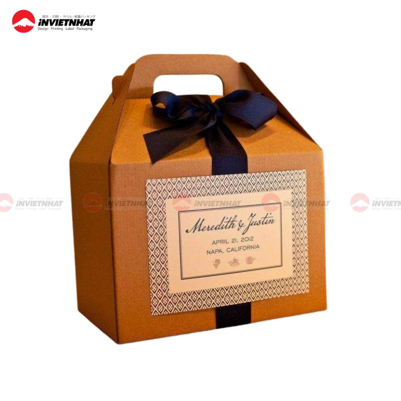 mẫu hộp chữ nhật có quai xách màu vangf