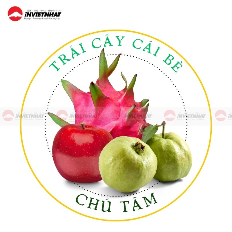 Mẫu tem dán giỏ trái cây