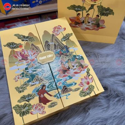 Bộ hộp trung thu 2 cánh nam châm màu vàng