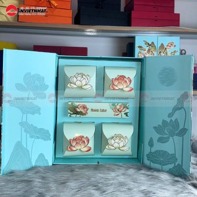 Bộ hộp trung thu 2 cánh nam châm xanh