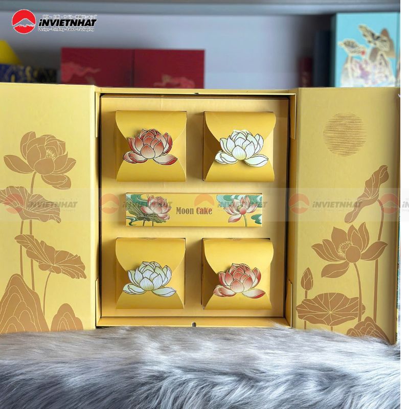 Hộp trung thu 2 cánh nam châm vàng