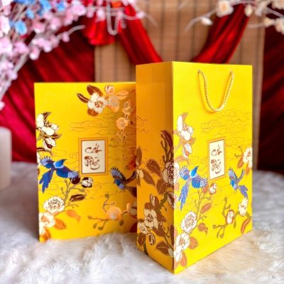 Tui va hop giay nam cham dung qua tet tone vang