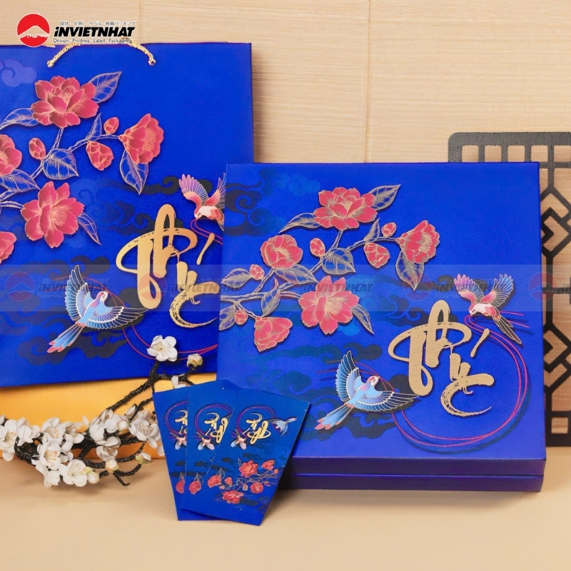 hop giay am duong 36x36x10.5cm tone xanh dung qua tet