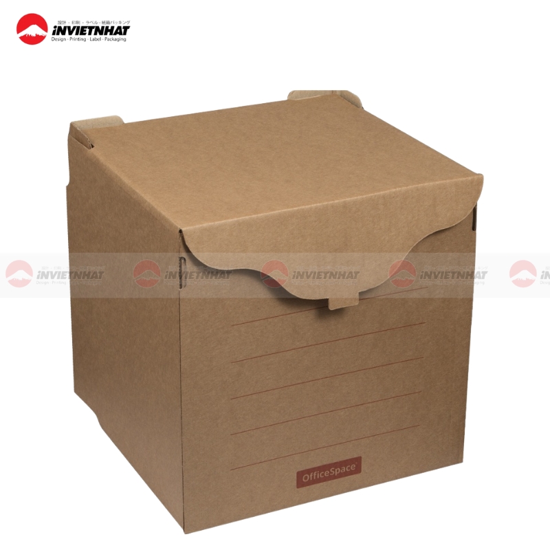 in hop giay kraft nap gai