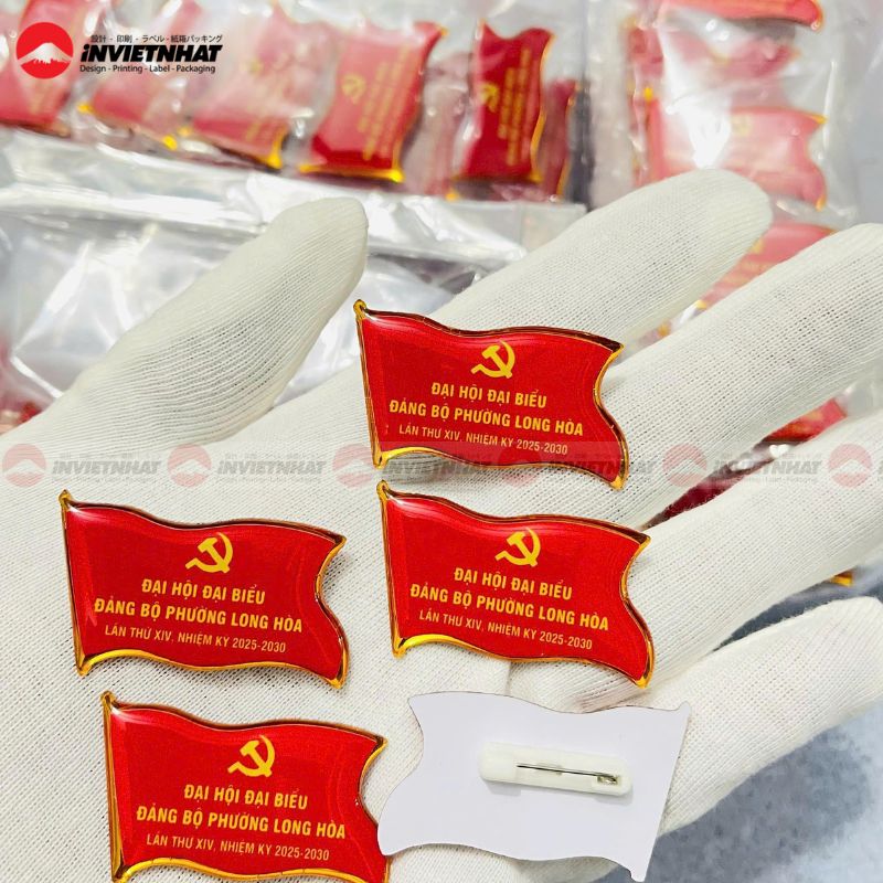 Mẫu huy hiệu mica Đại Hội Đại Biểu Đảng Bộ Phường Long Hoà in huy hiệu Đại Hội Đại Biểu Đảng Bộ Phường Long Hoà