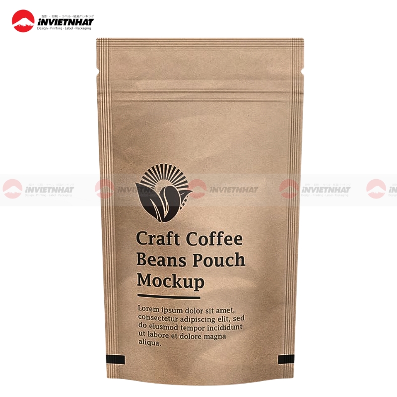 17+ Mẫu in túi giấy đựng cà phê giấy Kraft ghép màng nhôm bạc bảo quản chống ẩm 24 In túi giấy đựng cà phê cho quán nhỏ
