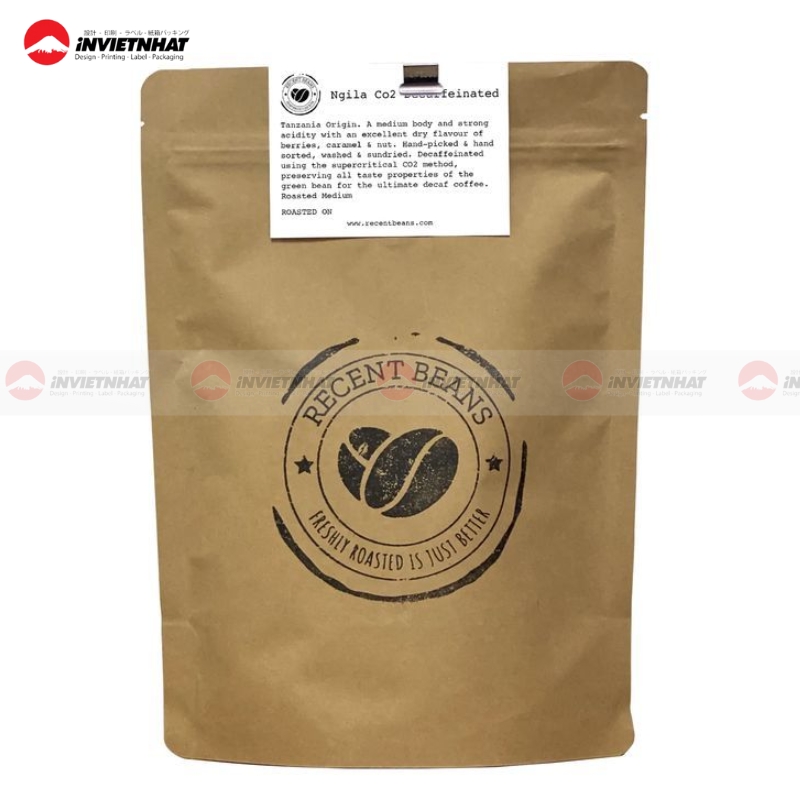 17+ Mẫu in túi giấy đựng cà phê giấy Kraft ghép màng nhôm bạc bảo quản chống ẩm 23 In túi giấy đựng cà phê sáng tạo