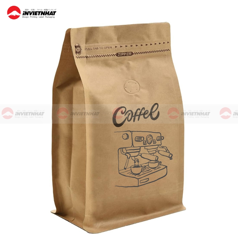 17+ Mẫu in túi giấy đựng cà phê giấy Kraft ghép màng nhôm bạc bảo quản chống ẩm 25 In túi giấy nhiều lớp đựng cà phê