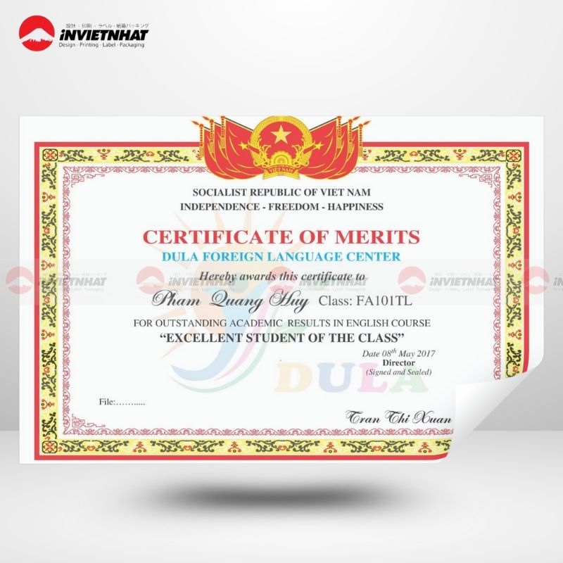 mẫu giấy khen học sinh