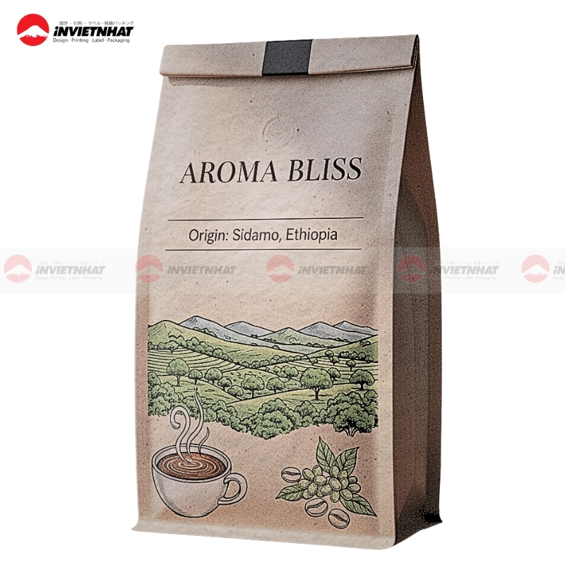 17+ Mẫu in túi giấy đựng cà phê giấy Kraft ghép màng nhôm bạc bảo quản chống ẩm 36 Tư vấn thiết kế túi đựng cà phê đẹp