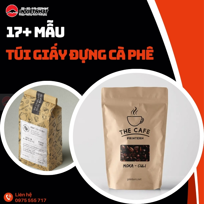 17+ Mẫu in túi giấy đựng cà phê giấy Kraft ghép màng nhôm bạc bảo quản chống ẩm 12 thumb in tui giay dung ca phe