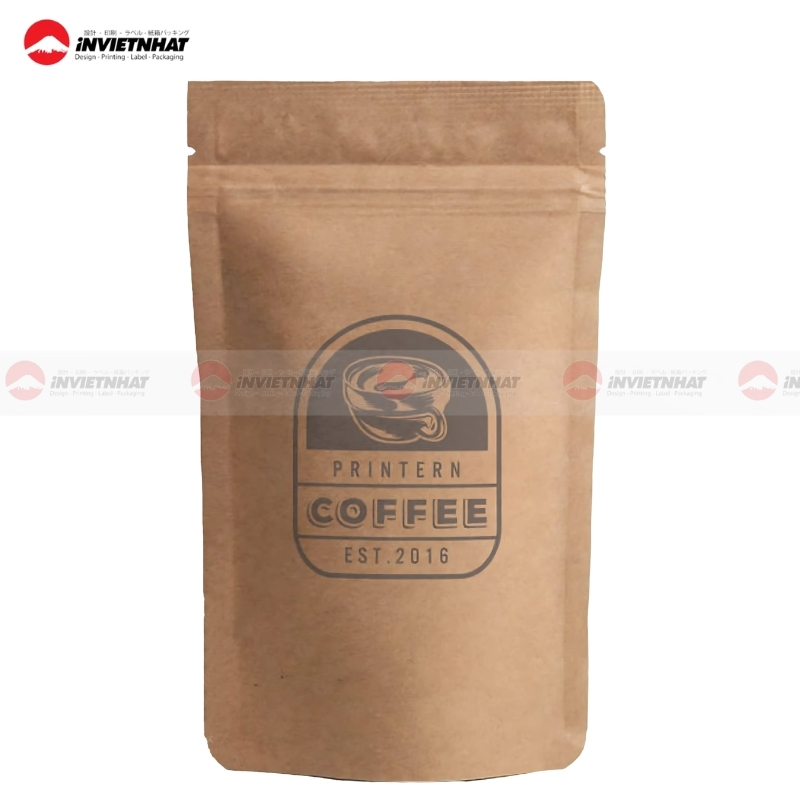 17+ Mẫu in túi giấy đựng cà phê giấy Kraft ghép màng nhôm bạc bảo quản chống ẩm 22 Túi giấy đựng cà phê có khóa zip