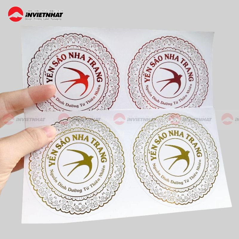 19+ Mẫu In Tem Ép Kim Ép Nhũ Đẹp Cao Cấp 19 tem yến sào ép kim