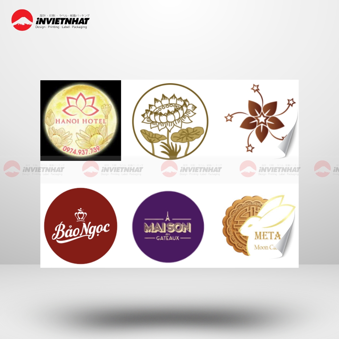 Mẫu tem bánh trung thu in logo, thương hiệu nổi bật