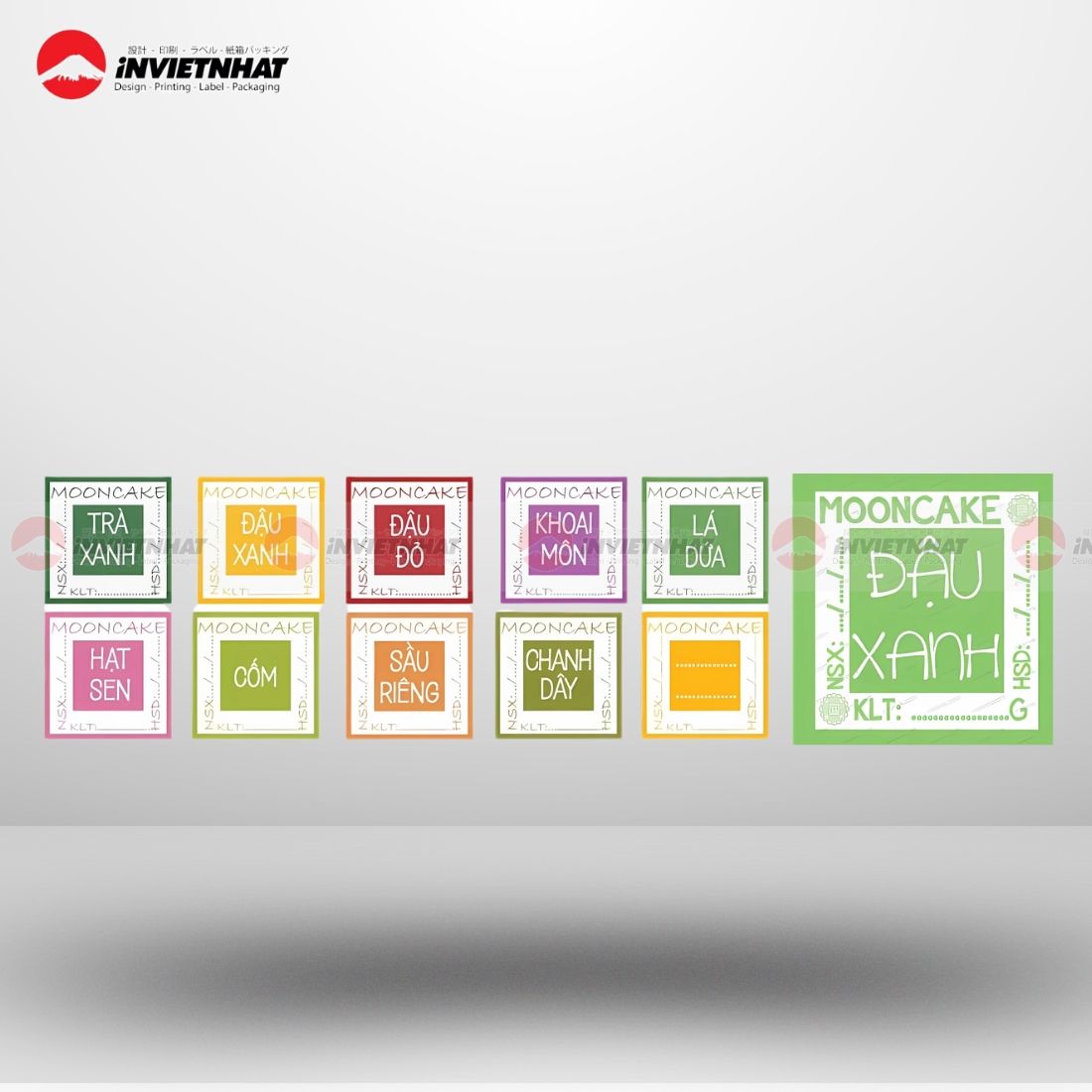 Mẫu tem dán nhân bánh trung thu