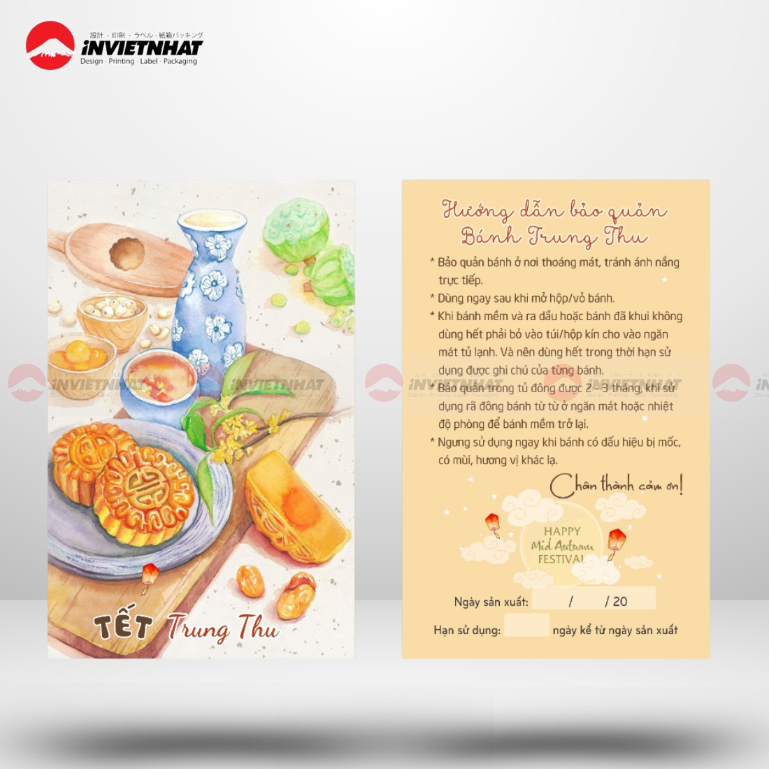 Mẫu tem hướng dẫn sử dụng và bảo quản bánh trung thu