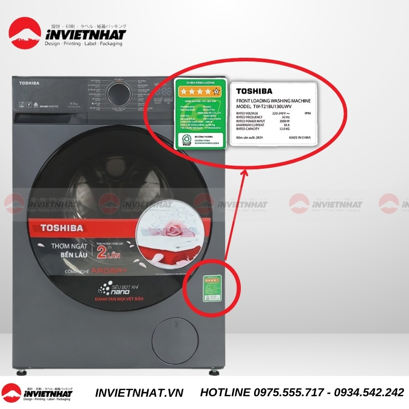mẫu tem năng lượng máy giặt toshiba