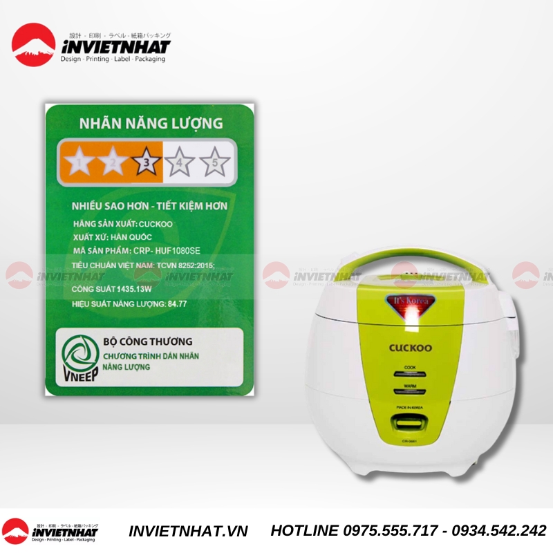 mẫu tem năng lượng nồi cơm điện cuckoo