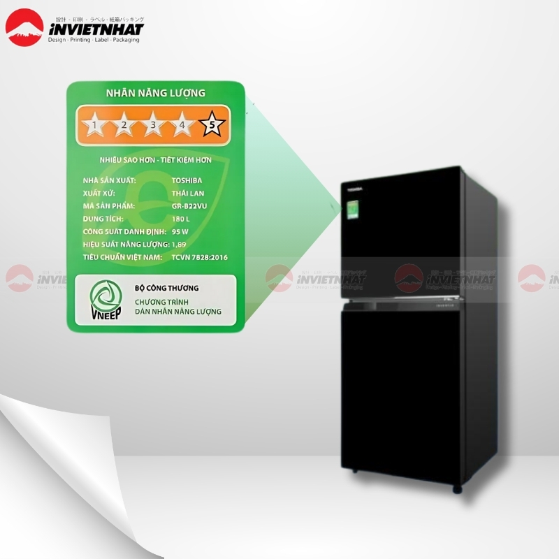 mẫu tem năng lượng tủ lạnh toshiba