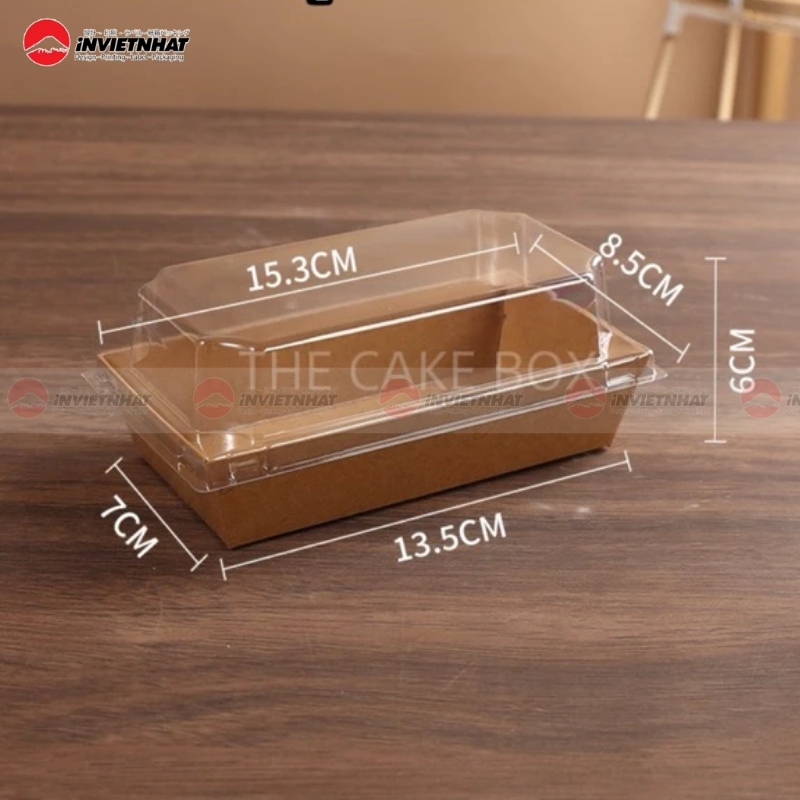 Hộp đựng bánh bông lan có nắp nhựa trong suốt