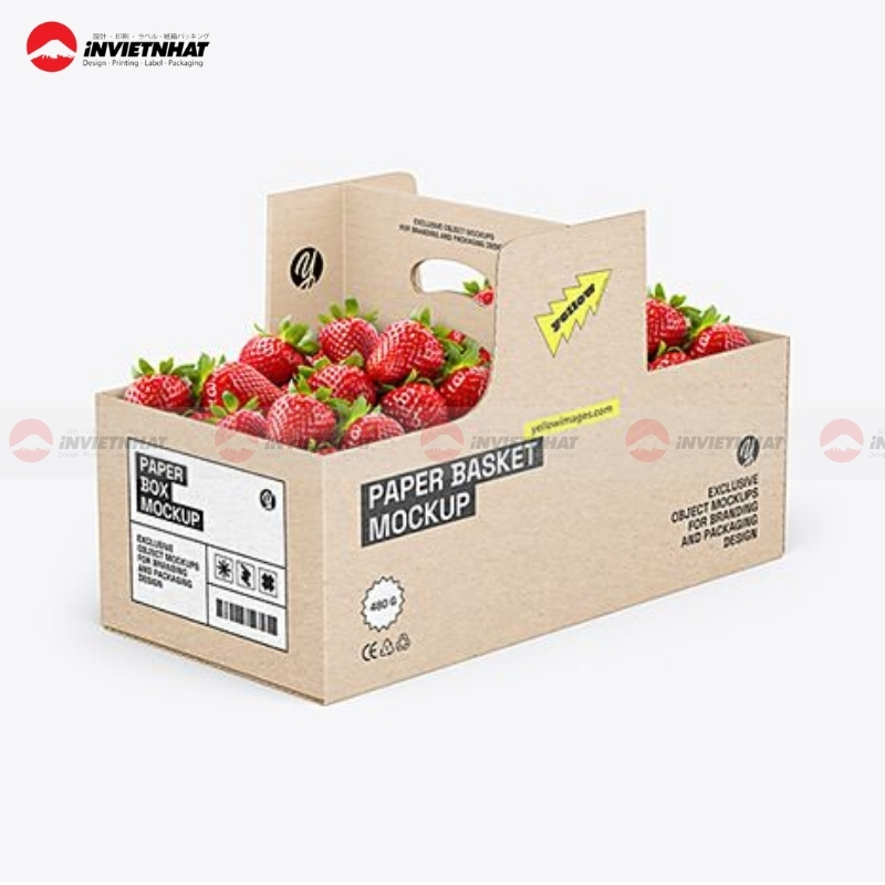 Hộp giấy đựng dâu tây 2 ngăn