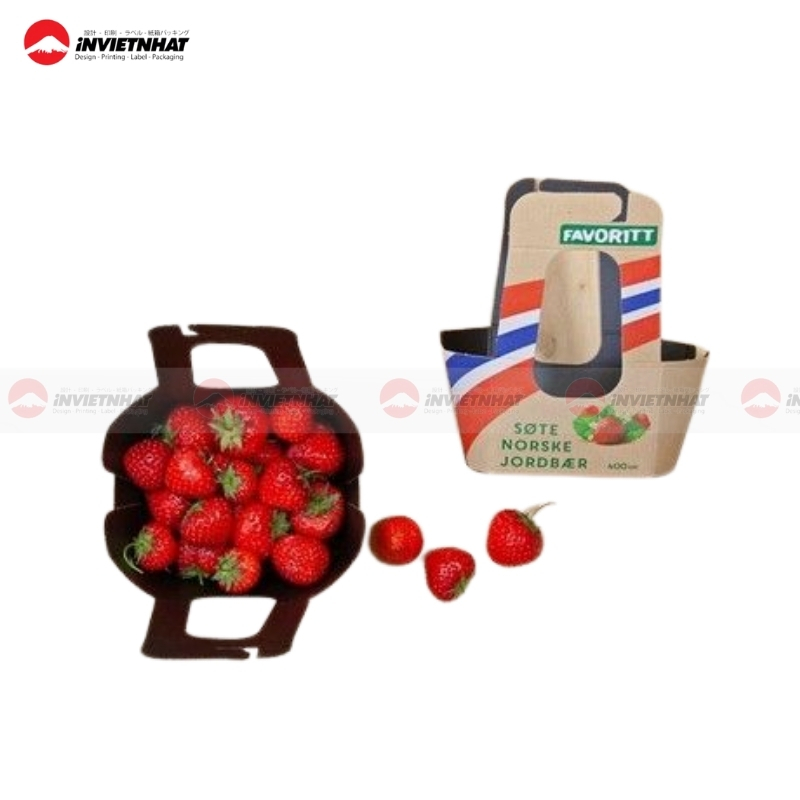 Hộp giấy đựng dâu tây có quai xách
