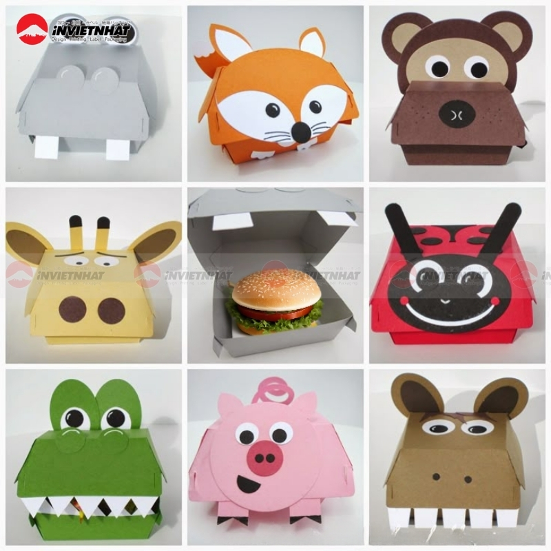 Mẫu hộp giấy cỡ nhỏ đựng hamburger