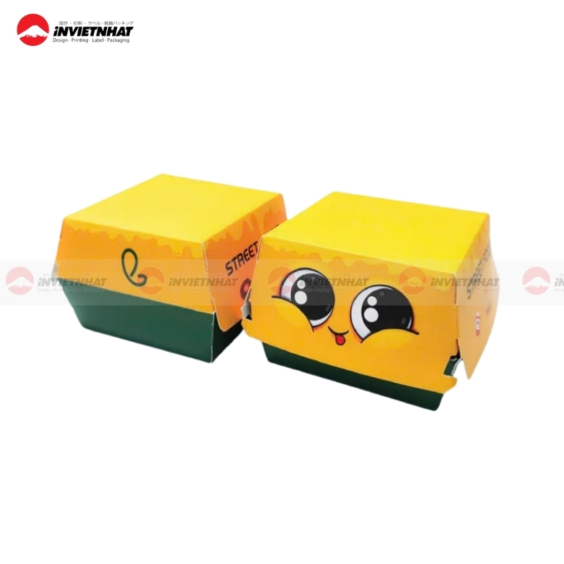 Mẫu hộp giấy dễ thương đựng hamburger